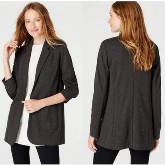 J. Jill Ponte Long Cardigan Sweater Jacket 3X Gray Stretch Open Front - Picture 1 of 9